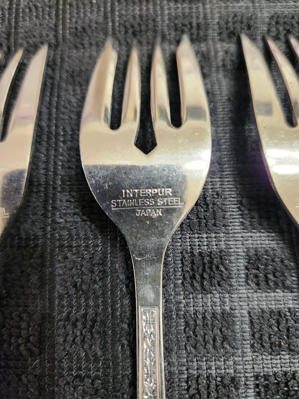 3 Japanese 1960s Flower Floral Interpur Florenz Stainless Steel Dinner Forks